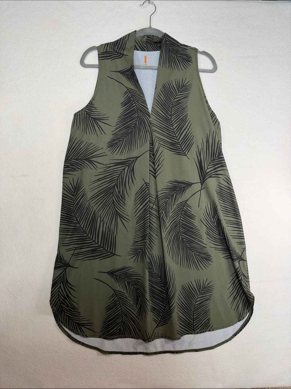 Sleeveless Olive Green Palm-Print dress from Lucy